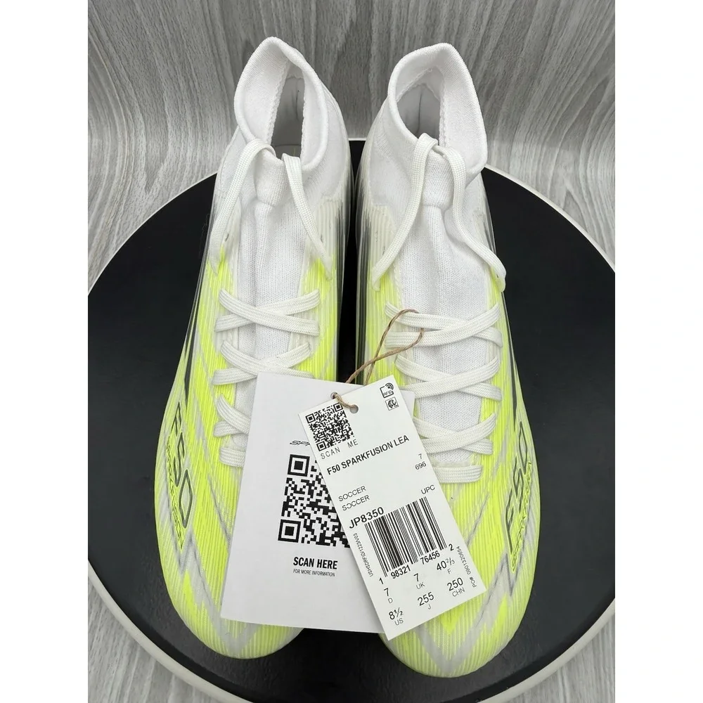 Adidas F50 Sparkfusion Club FG/AG Womens 8.5 White Yellow Soccer Cleats JP8350